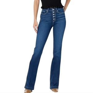PAIGE "Iconic Exposed Button Fly" Flare med wash jeans Style #DNMC36 sz 25x32.5L